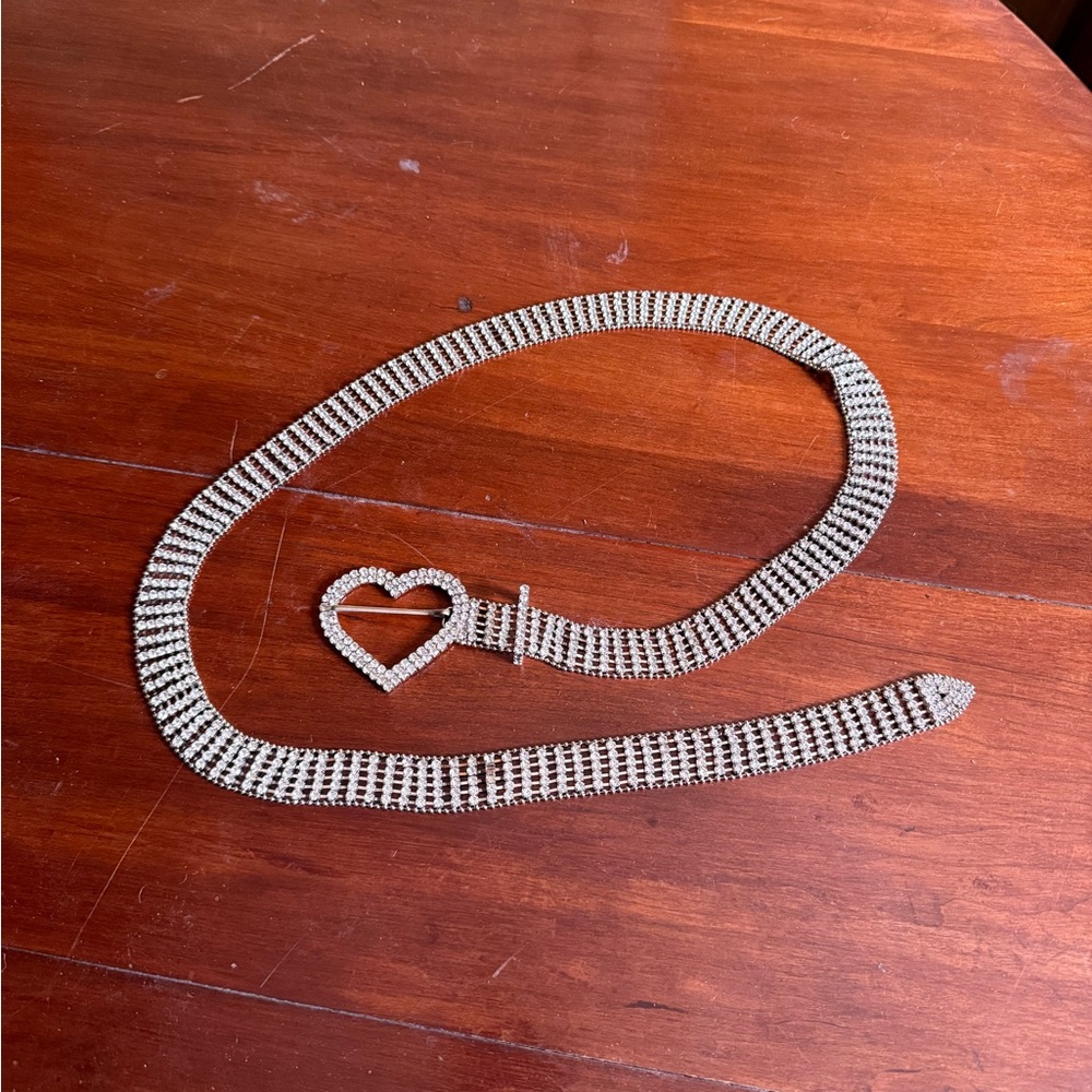 Rhinestone Heart Buckle Belt
